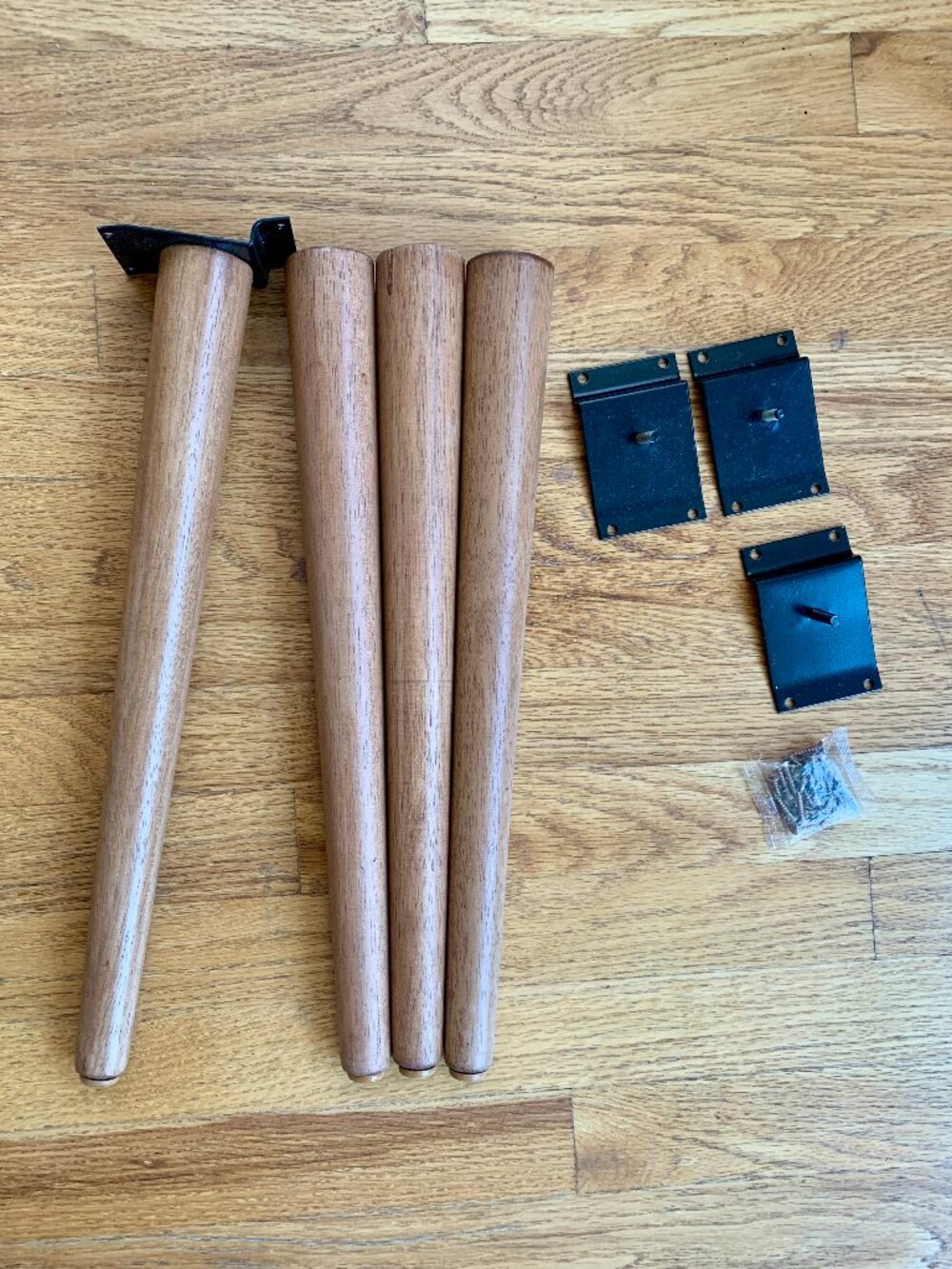 NEW 16 - 17 inch Mid-Century Wood Table Legs, Angled, Tapered
